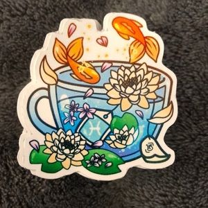 Goldfish tea cup stickers